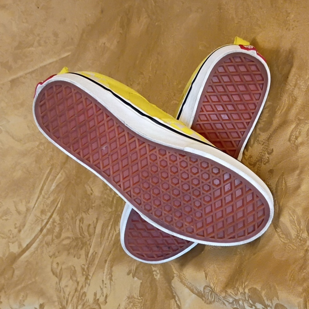 VANS Brighten  Yellow Checkered Slip-On Shoes Women's 5.0 - Picture 7 of 8
